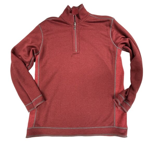 Tommy Bahama Sweater Reversible 1/4 Zip Pullover Men's M Blend Red & Maroon - Picture 9 of 12